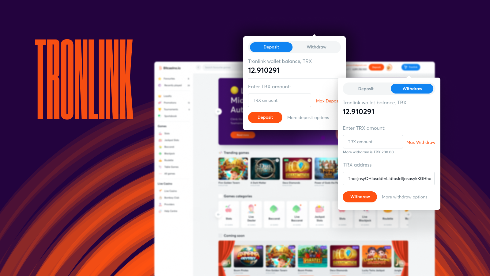 Bitcasino enables TronLink browser extension for deposits & withdrawals